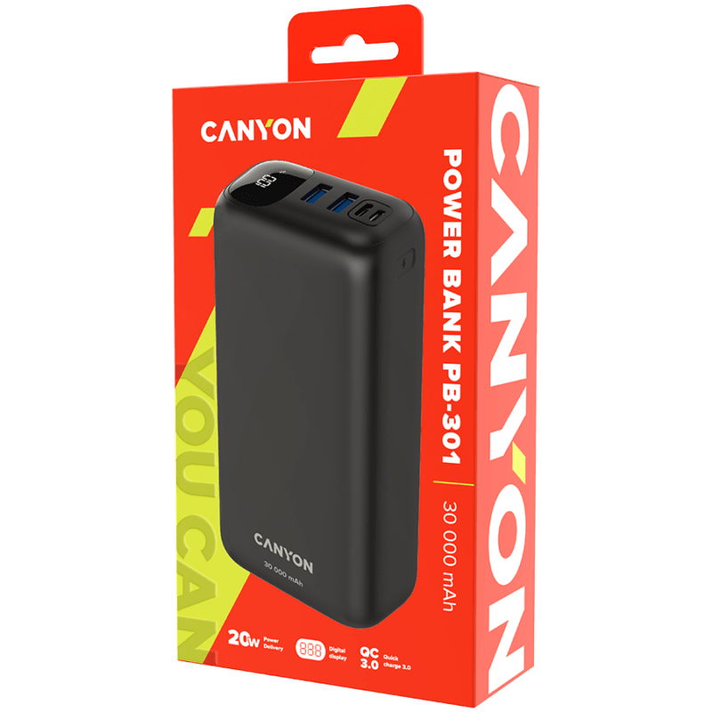 CANYON Powerbank PB-301 LED 30000 mAh PD 20W QC 3.0 - obrazek 5