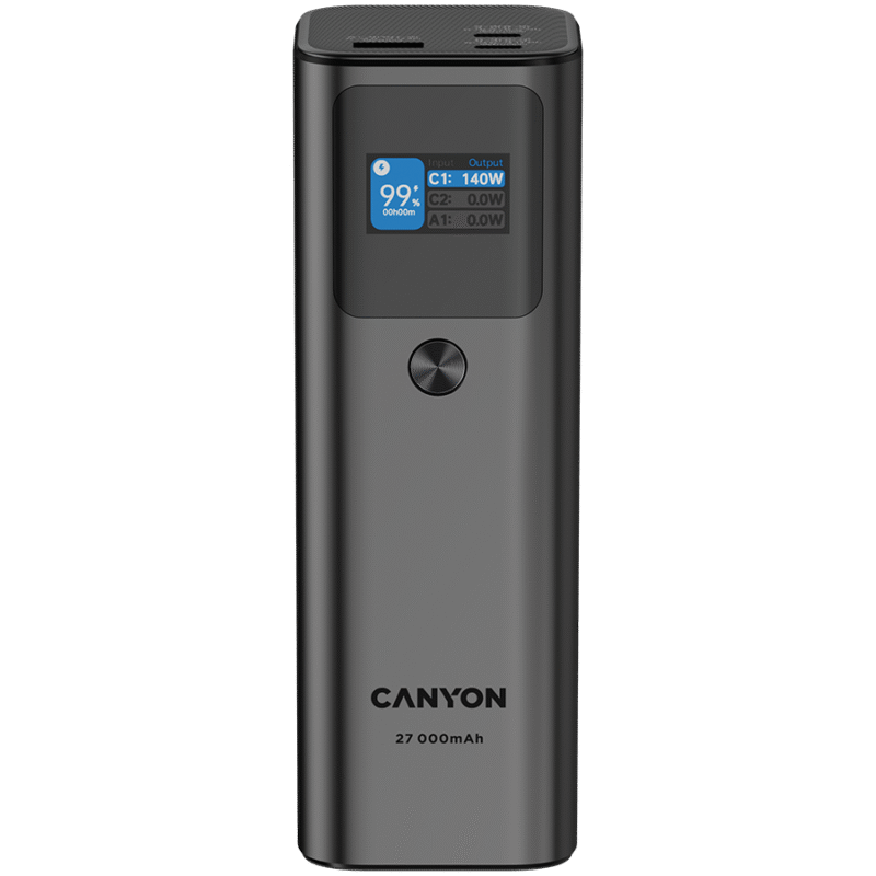 CANYON Powerbank PB-2010 TFT 27000 mAh 97,2Wh PD140W QC 3.0 Grafitowy - obrazek 2