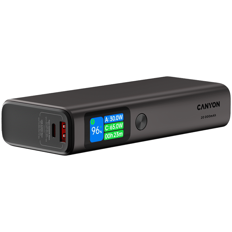 CANYON Powerbank OnPower 230 TFT 20000 mAh PD130W Grafitowy - obrazek 5